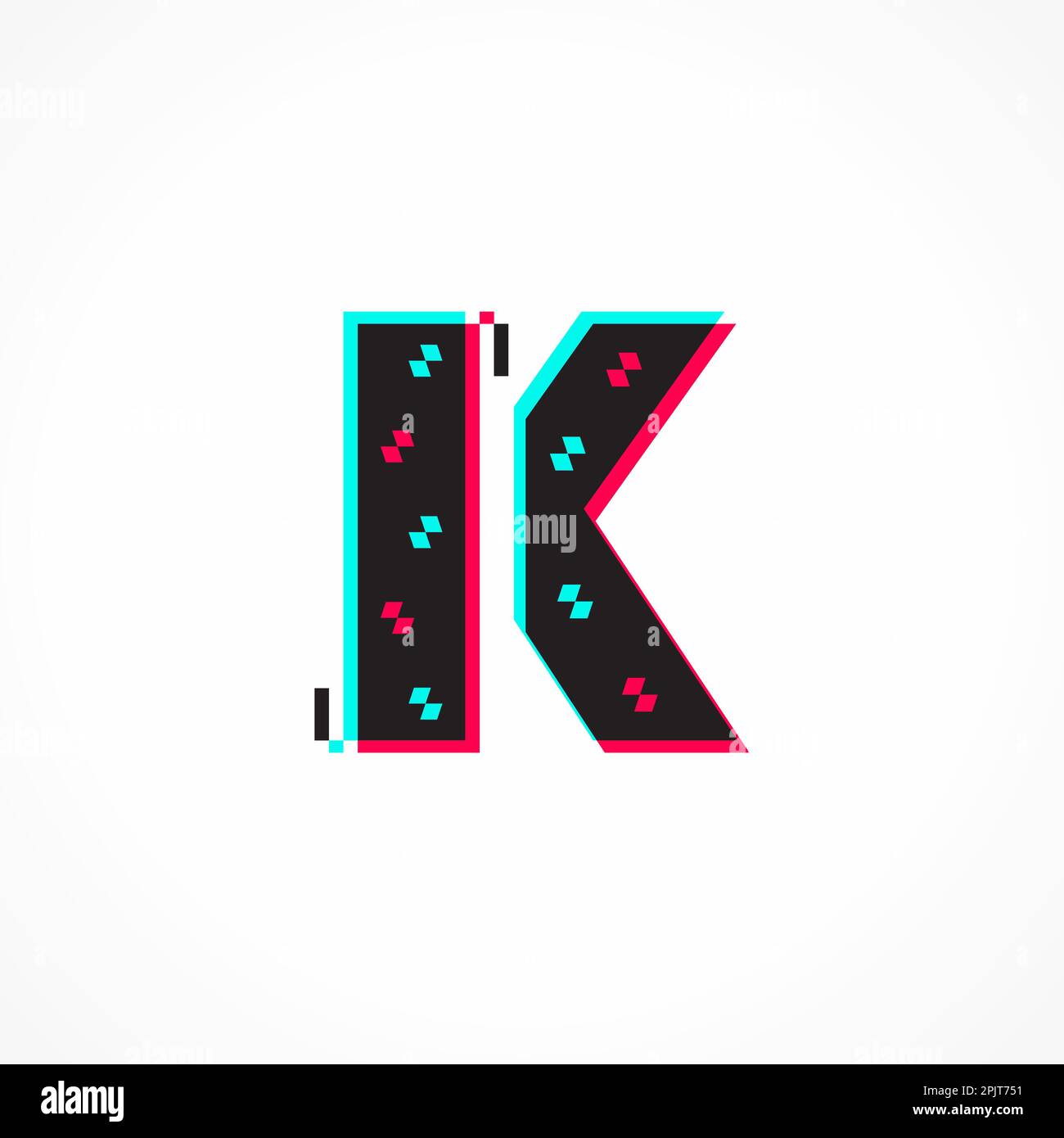 Abstract Glitch Effect Corporate Identity Letter K Logo Design Stock Vector