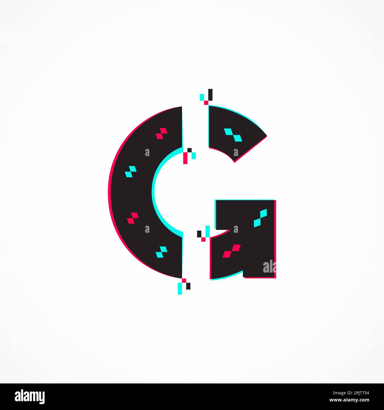 Abstract Glitch Effect Corporate Identity Letter G Logo Design Stock Vector