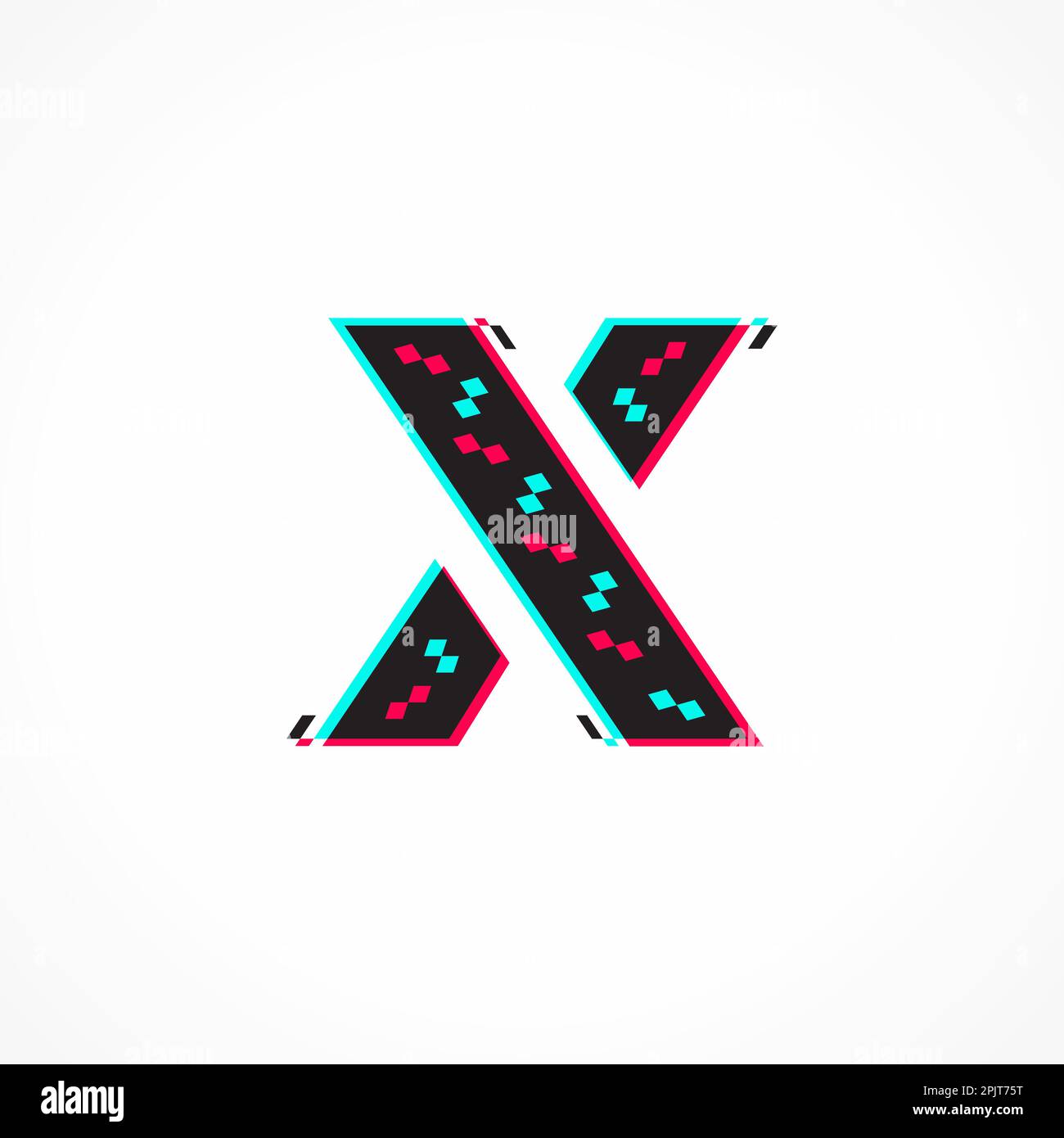 Abstract Glitch Effect Corporate Identity Letter X Logo Design Stock Vector