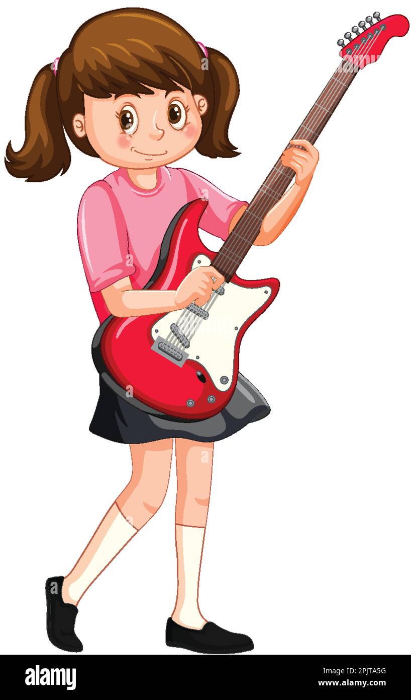 Girl playing electric guitar vector illustration Stock Vector Image