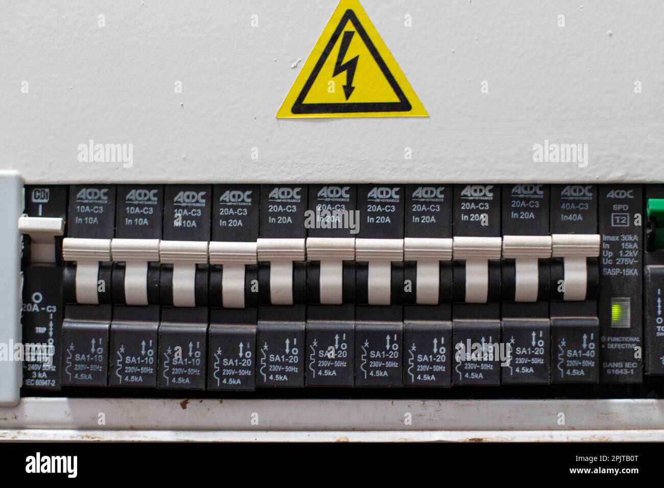 Domestic electricity distribution board isolated Stock Photo Alamy