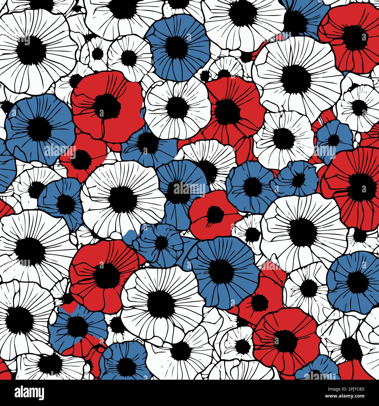 Background of red poppy flowers following the colors of the united ...