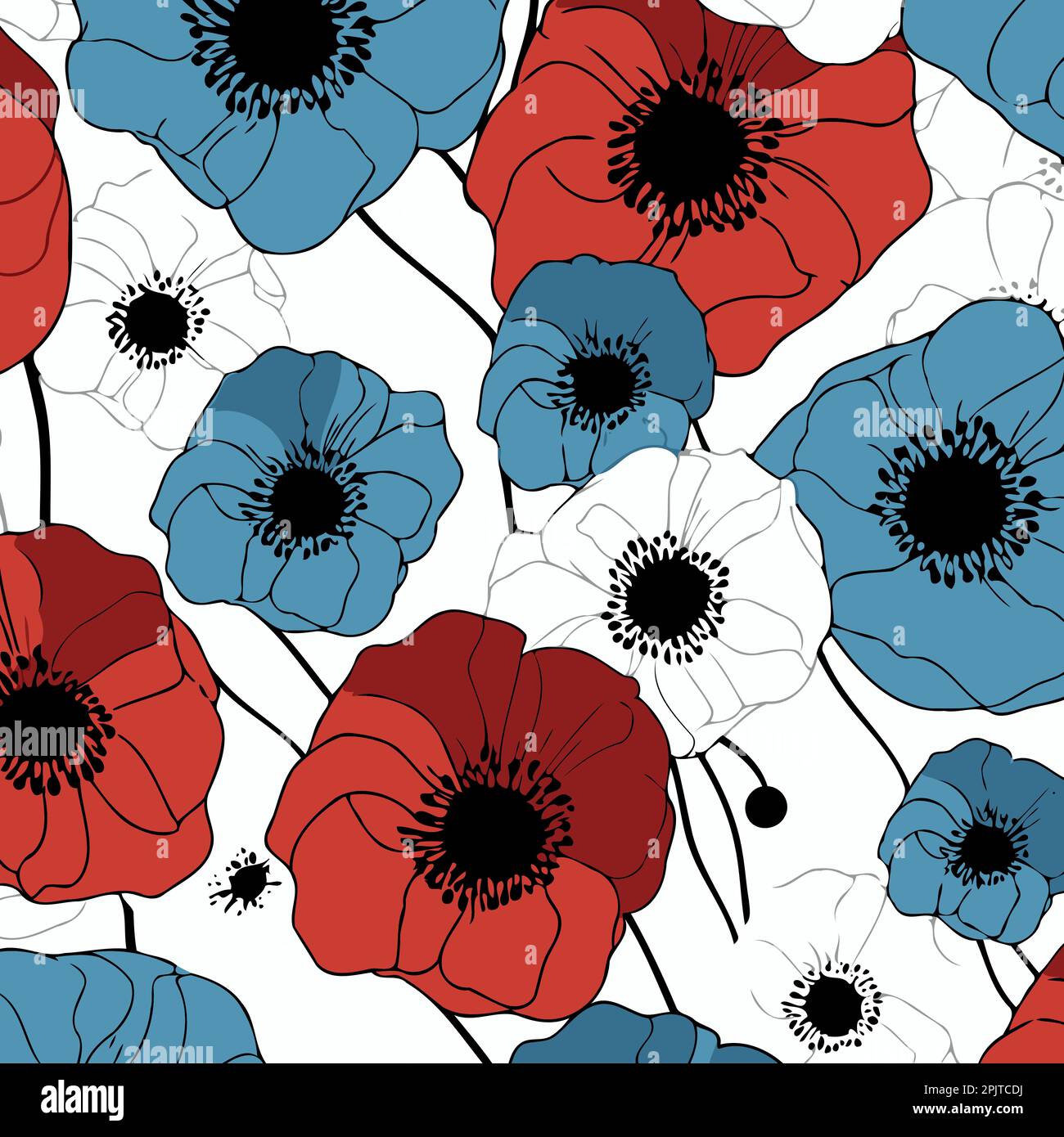 Background of red poppy flowers following the colors of the united ...