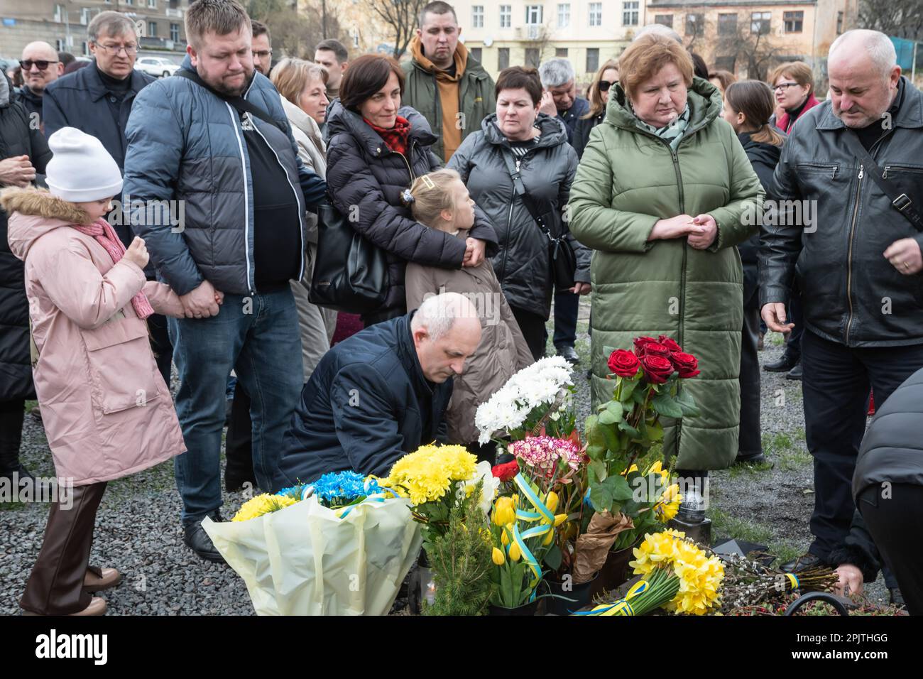 April 1, 2023, Lviv, Ukraine: People Attend A Memorial Ceremony At The ...