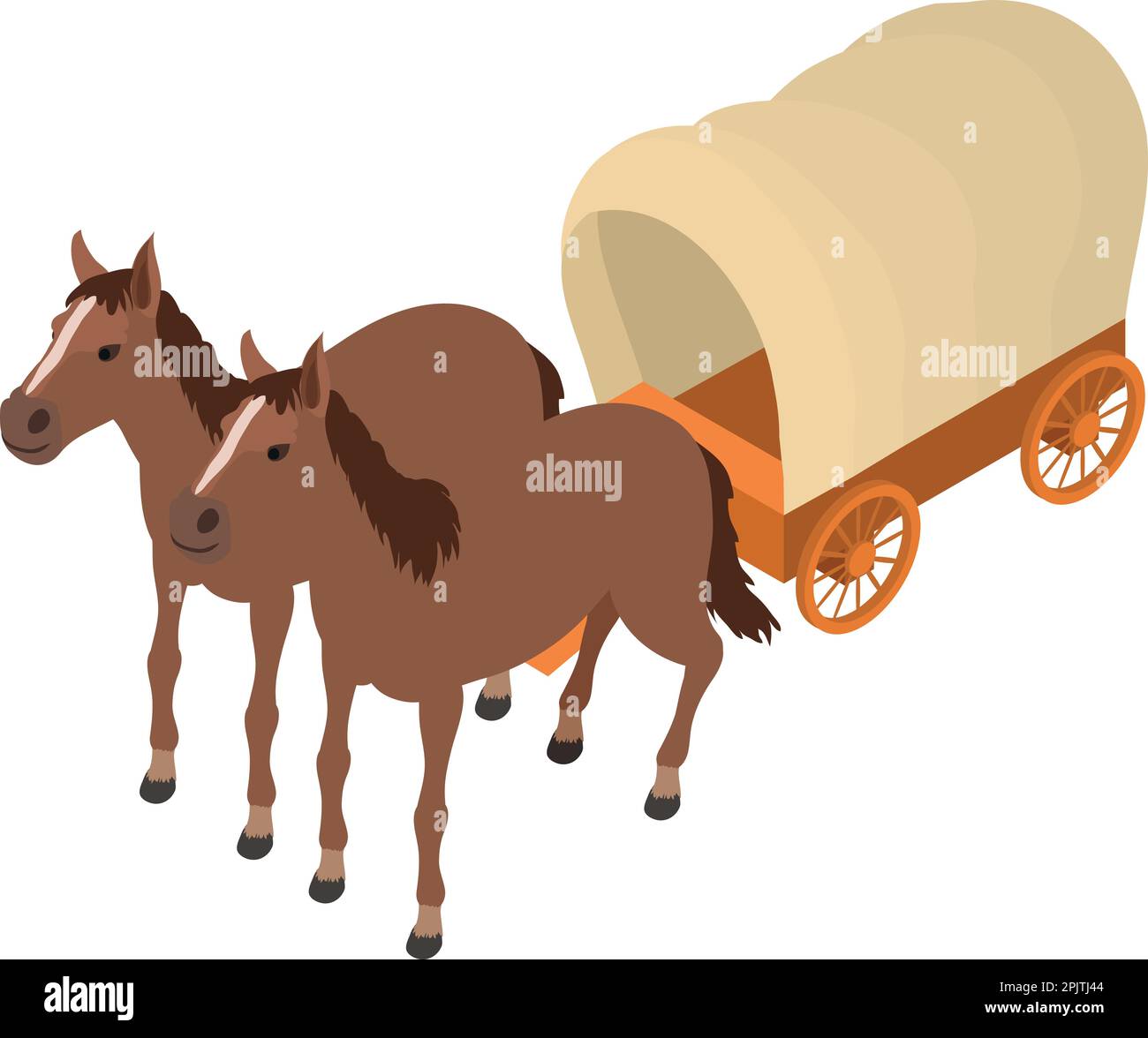 Vintage wagon icon isometric vector. Wild west covered wood wagon drawn