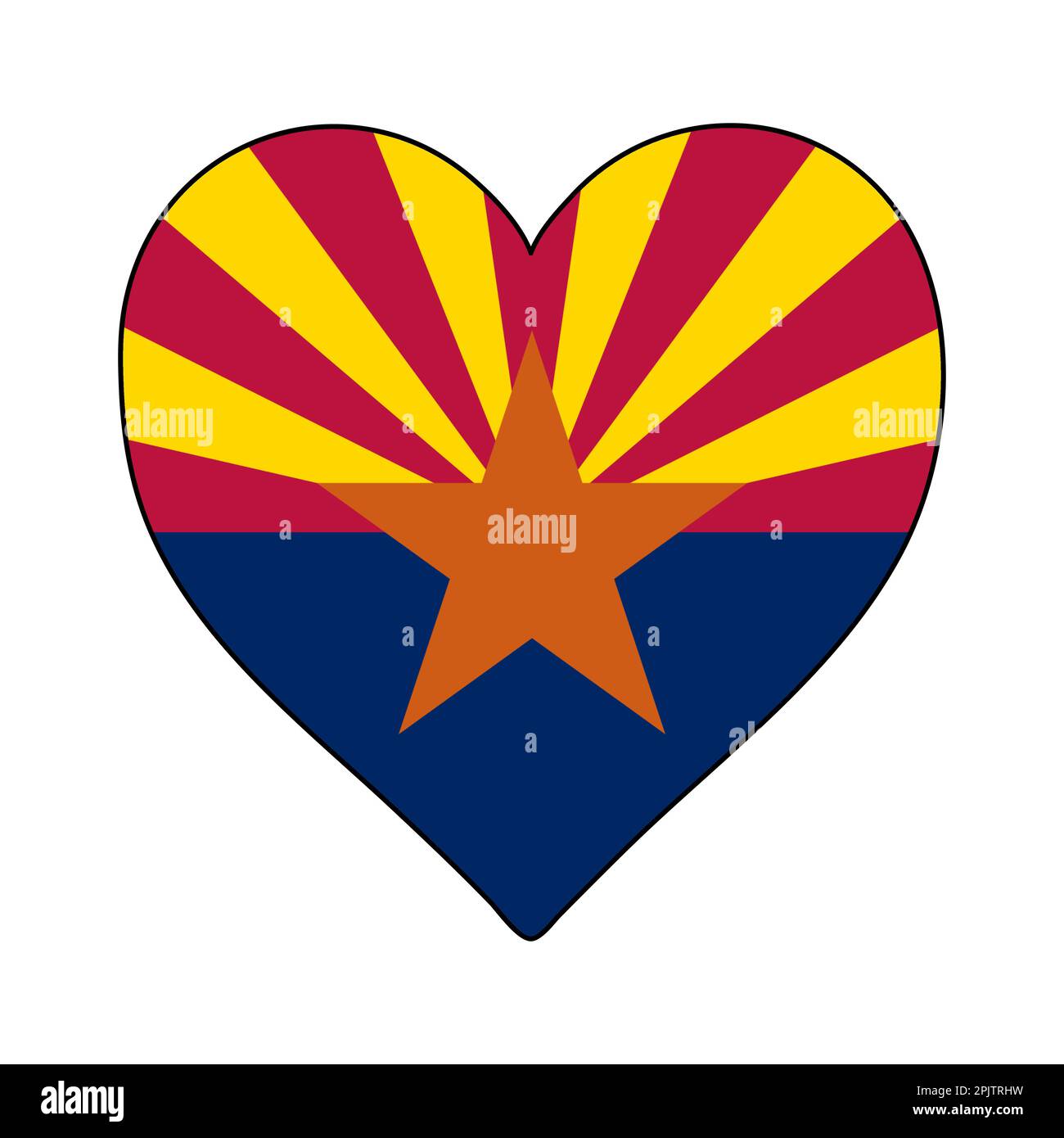 Arizona Heart Shape Flag. Love Arizona. Visit Arizona. Northern America. America. Vector Illustration Graphic Design. Stock Vector