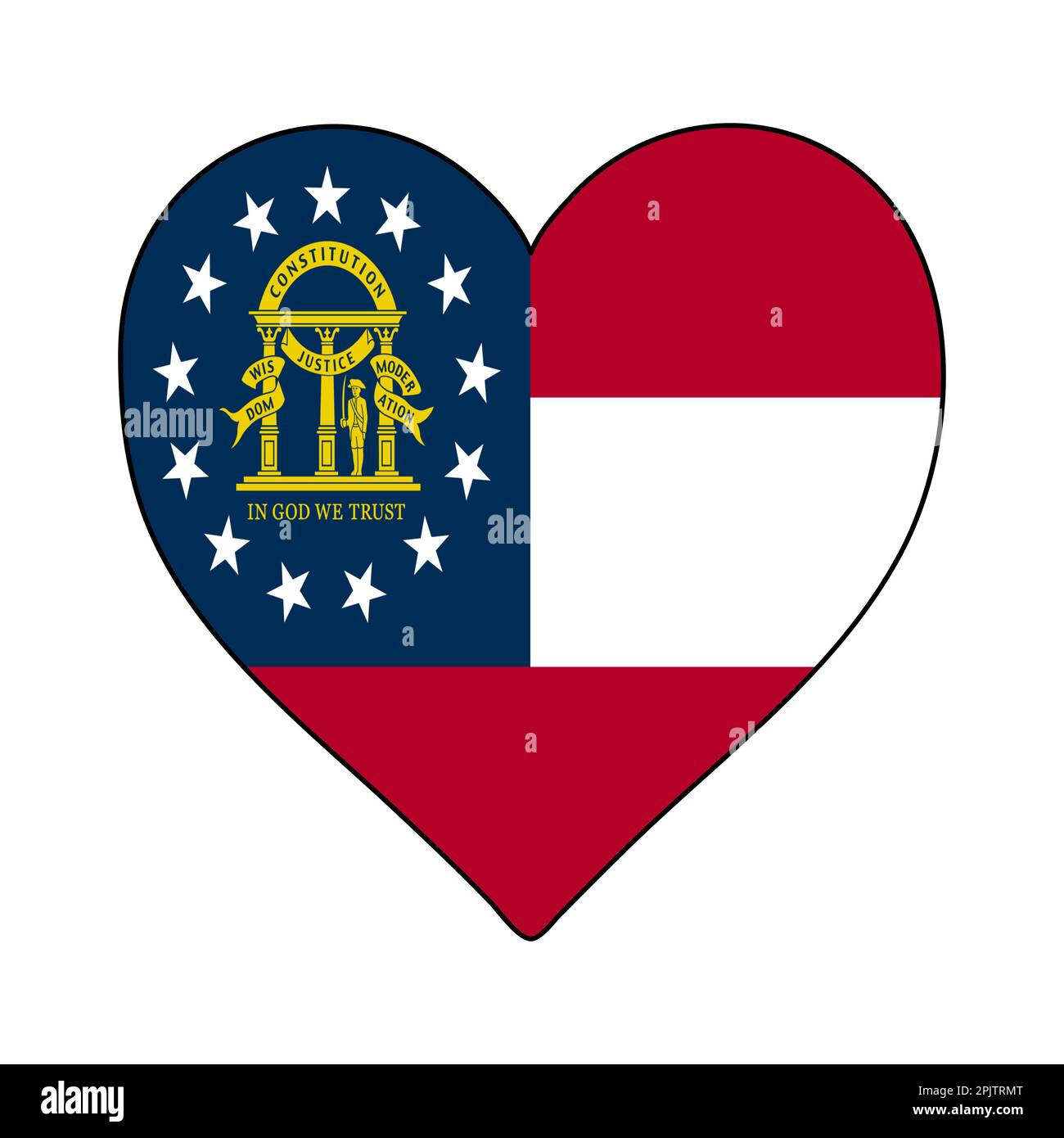 Georgia Heart Shape Flag. Love Georgia. Visit Georgia. Northern America. America. Vector Illustration Graphic Design. Stock Vector