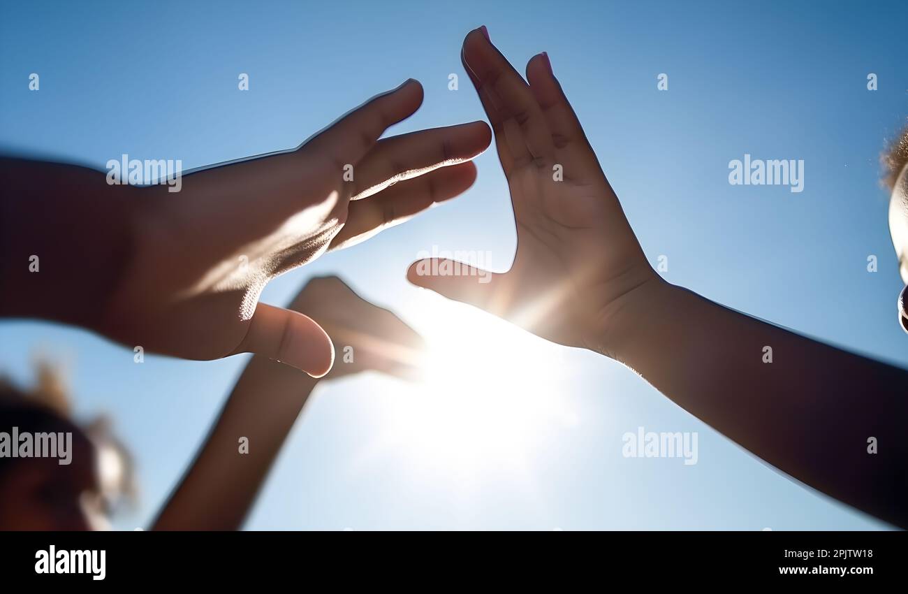 Children holding hands group hi-res stock photography and images - Alamy