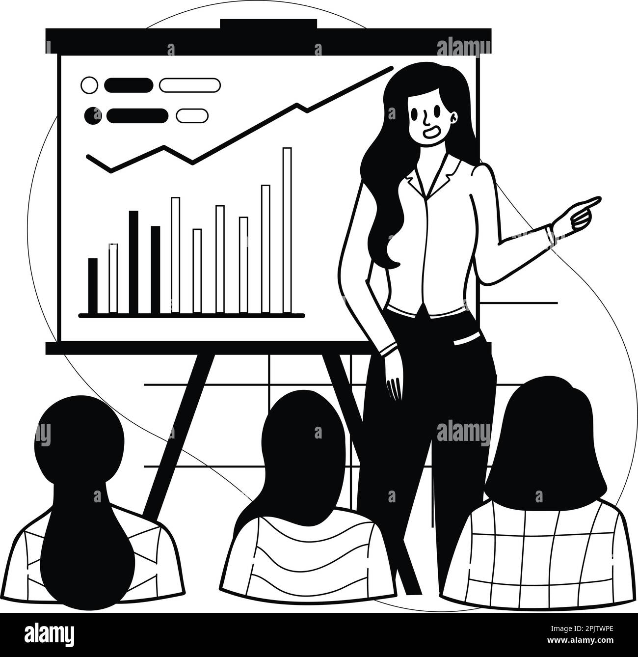Women Entrepreneurs and Conferences illustration in doodle style isolated on background Stock Vector