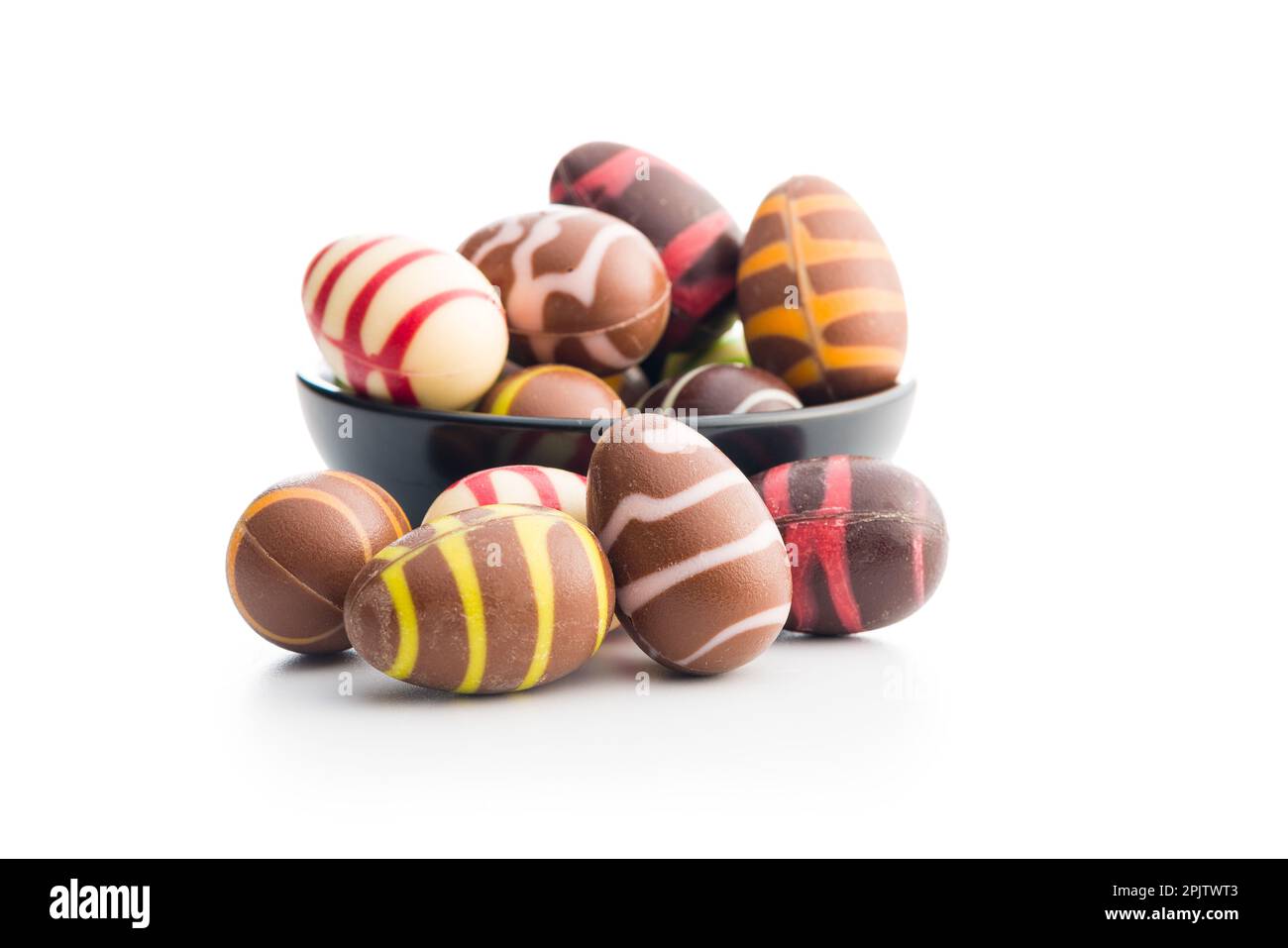Chocolate easter eggs isolated on the white background. Stock Photo