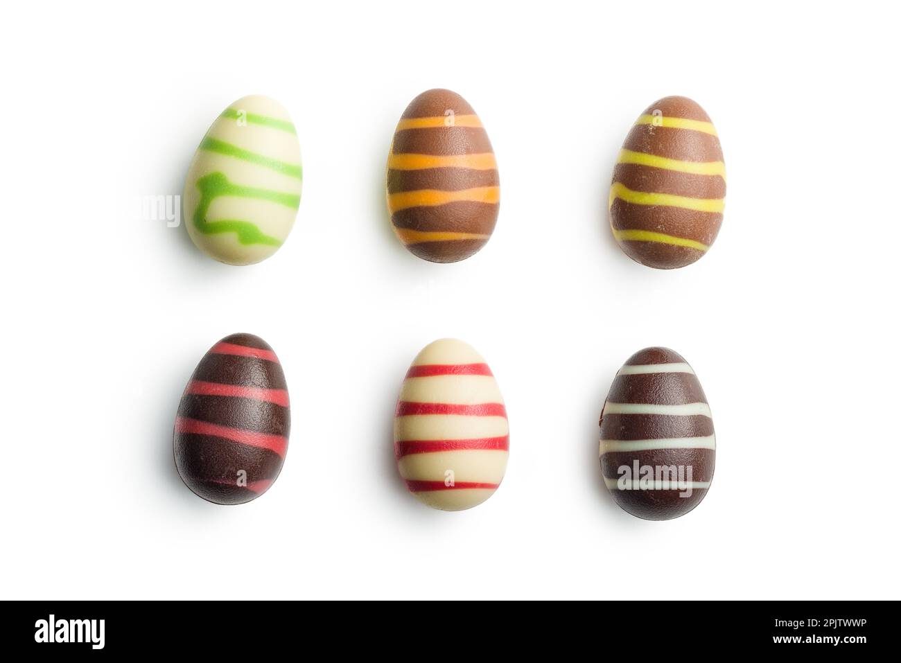 Chocolate easter eggs isolated on the white background. Stock Photo