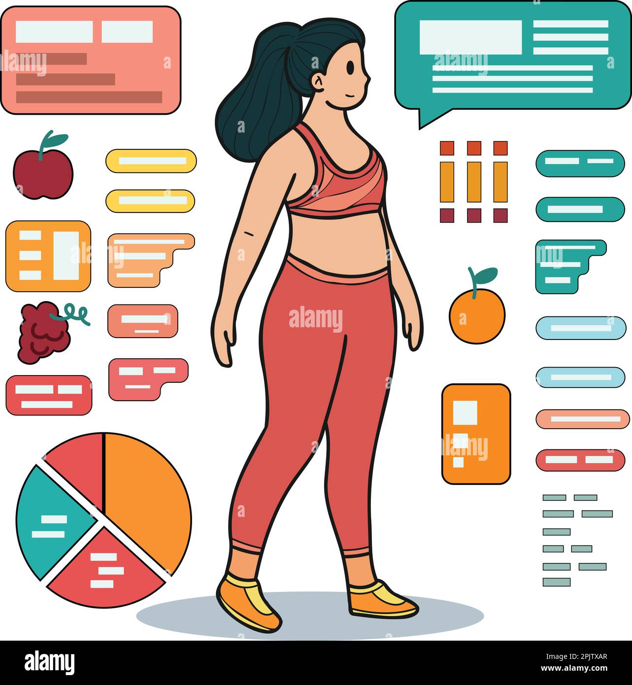 Set body of a woman before and after losing weight Stock Vector