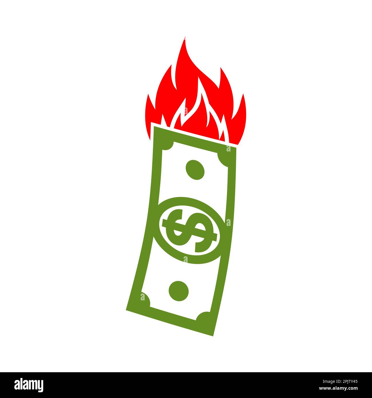 Dollar is on fire. Burning money. Vector illustration Stock Vector