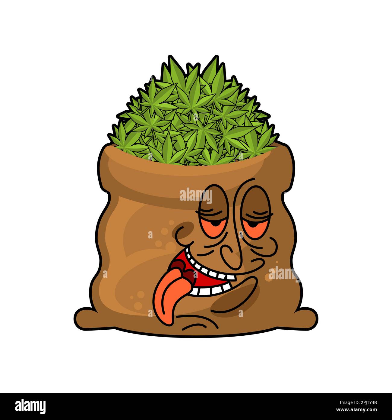 Bag of marijuana cartoon isolated. cannabis leaf Stock Vector