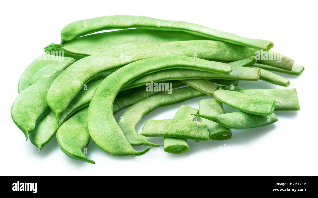 French green beans isolated on white background. Green beans are rich
