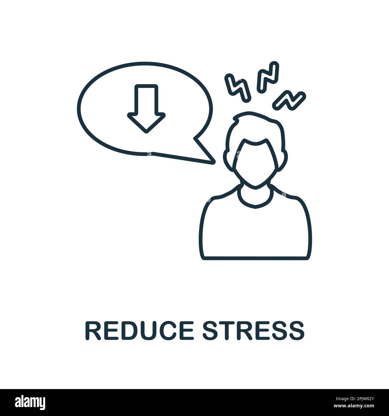 Reduce Stress line icon. Simple element from yoga collection. Creative ...