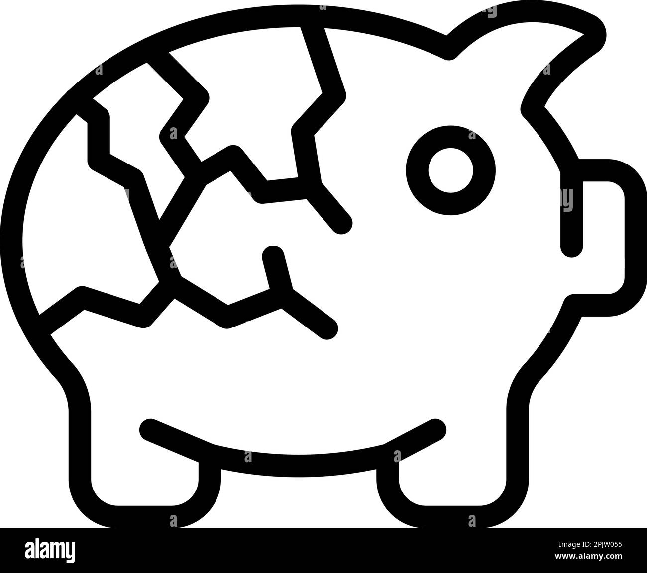 Cracked piggy bank icon outline vector. Poverty homeless. Child money Stock Vector