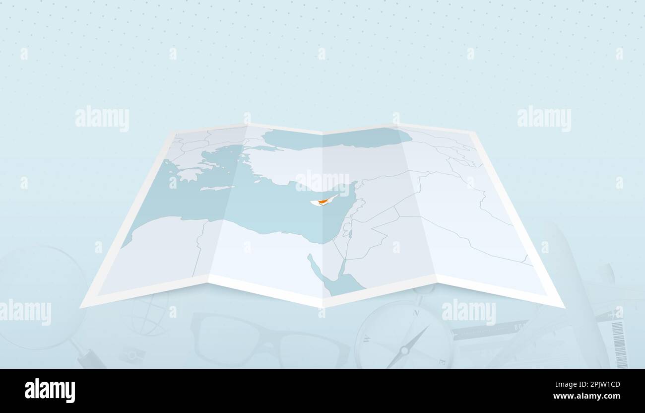 Map Of Cyprus With The Flag Of Cyprus In The Contour Of The Map On A Map Of Cyprus With The Flag Of Cyprus In The Contour Of The Map On A