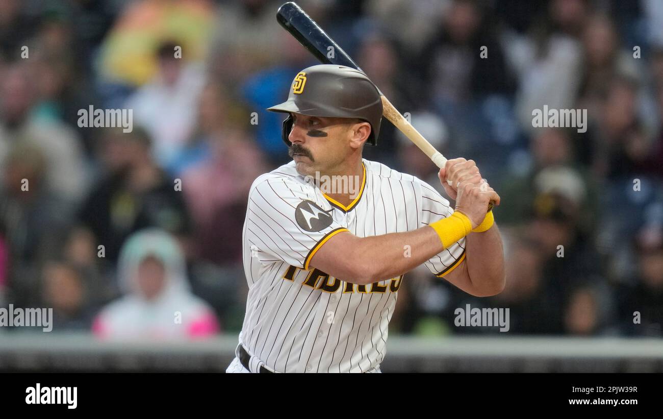 San Diego Padres' Matt Carpenter bats during the first inning of a ...