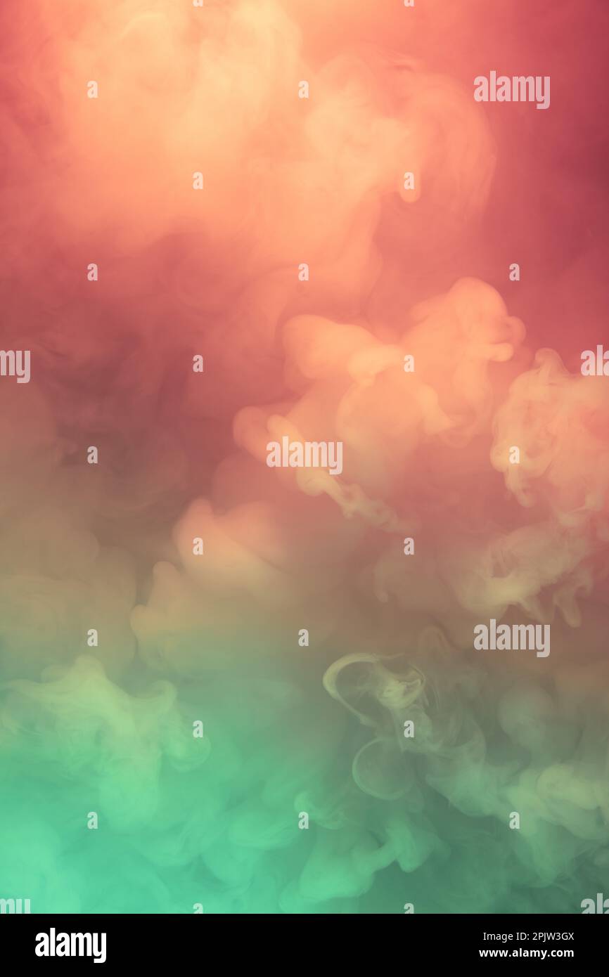 Abstract, colorful, multicolored smoke spreading in neon light. Design