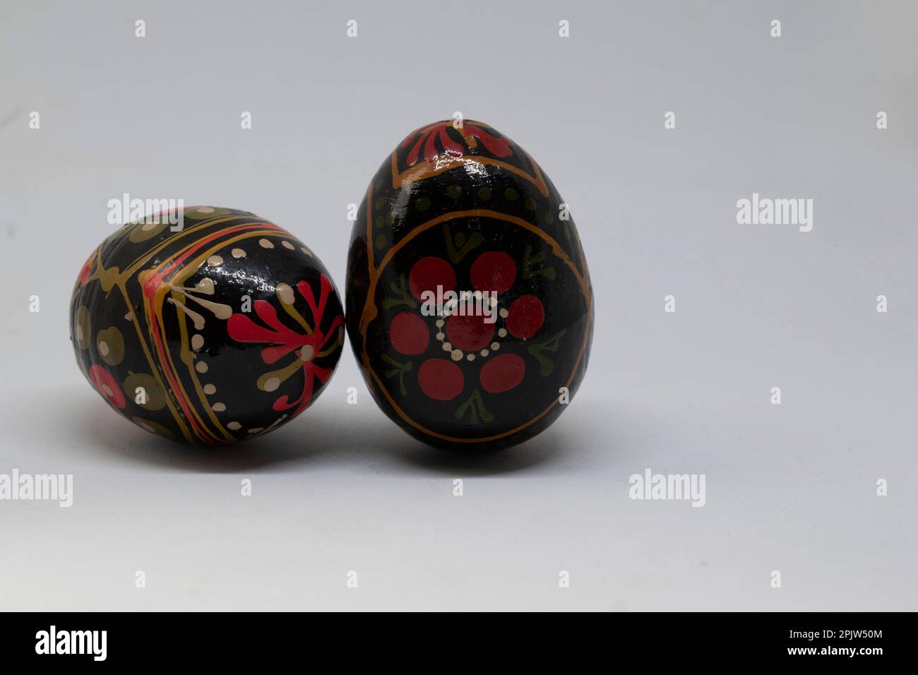 Handmade wooden easter egg Stock Photo