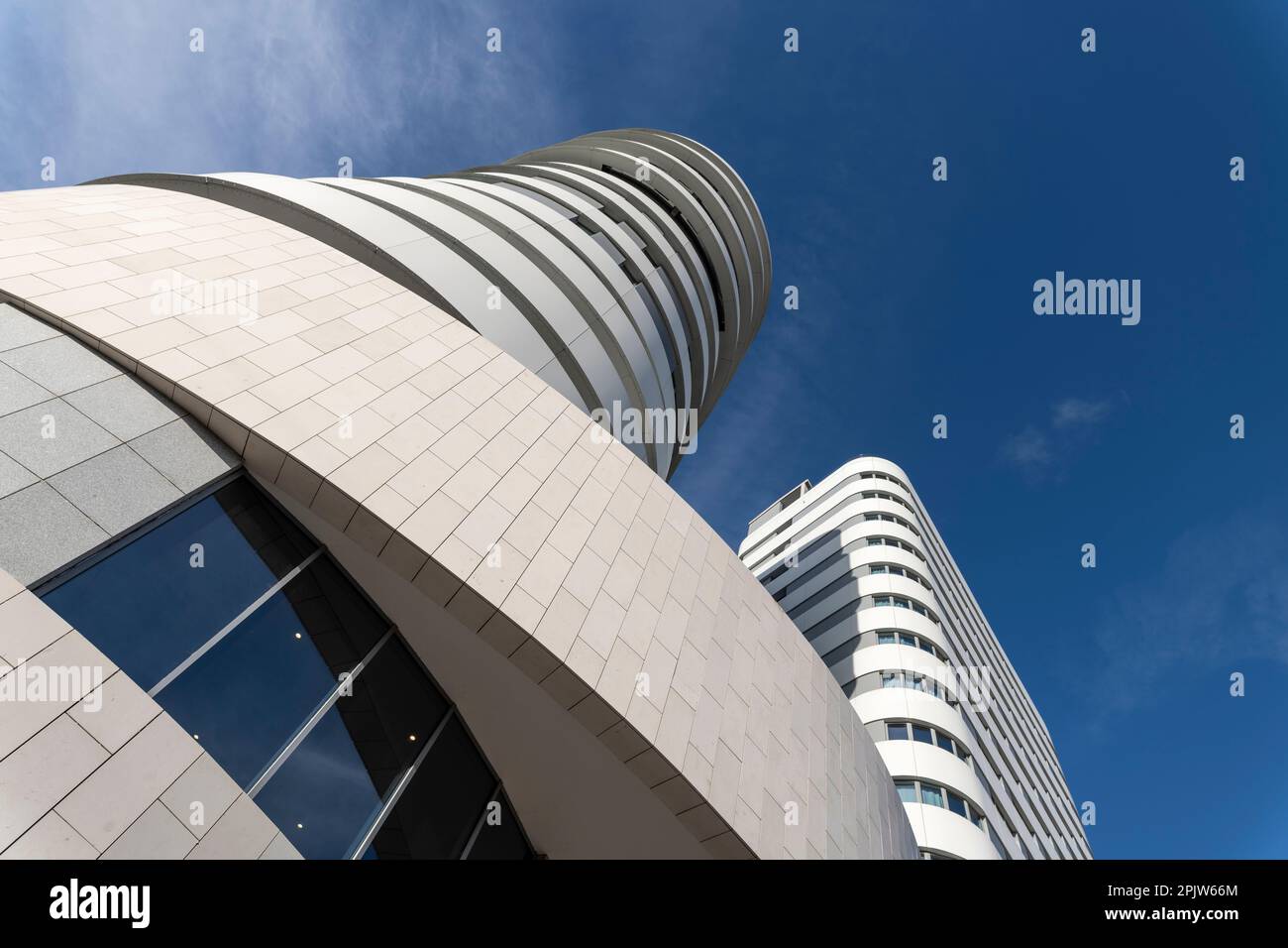 Modern white building in Lisbon Stock Photo