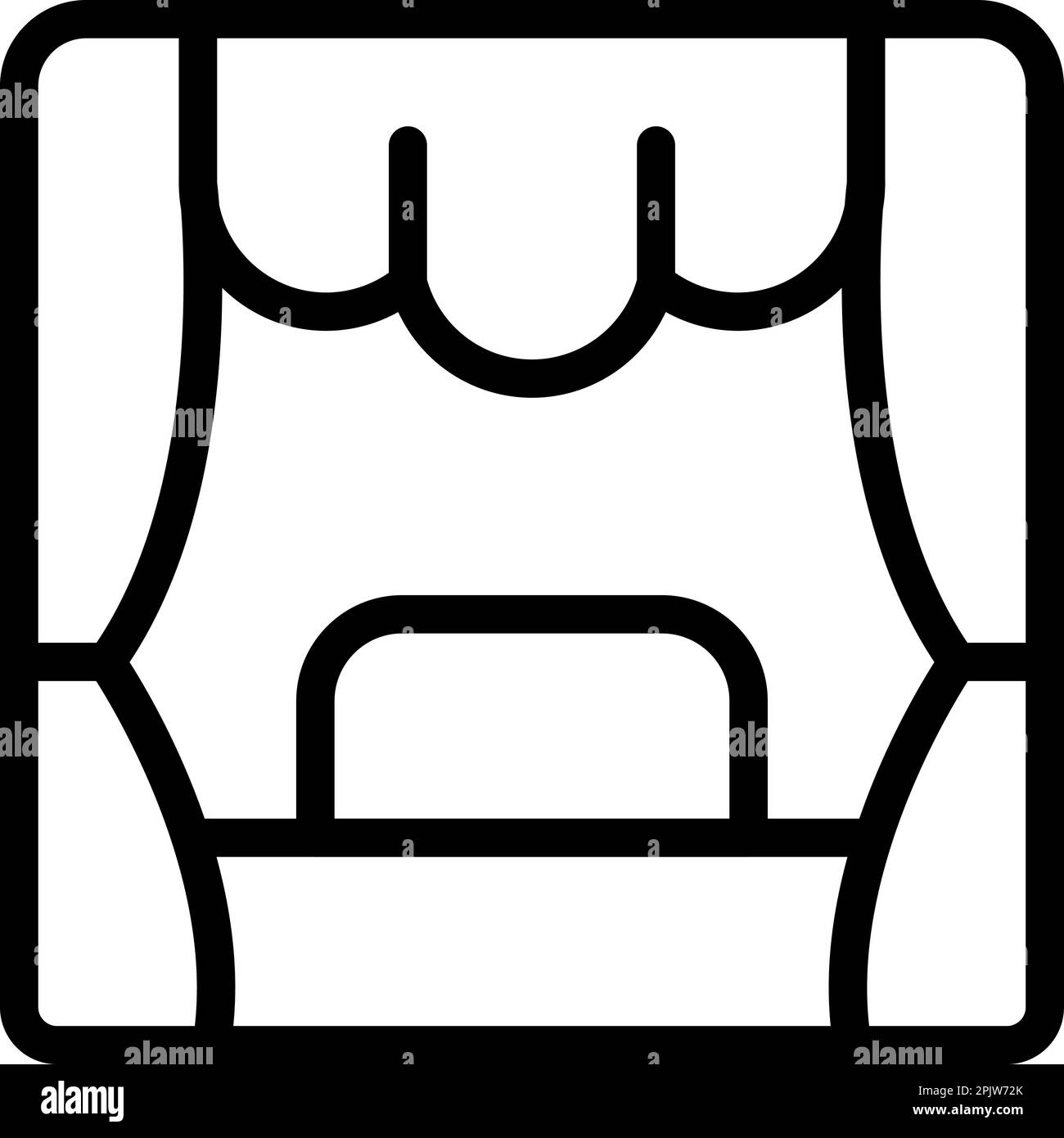 Stage show icon outline vector puppet theater toy curtain stock