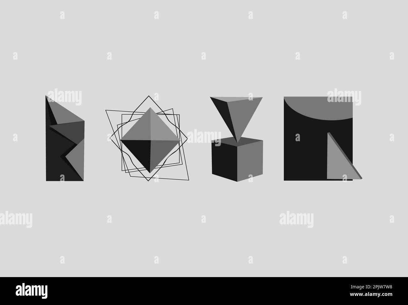 Curated visual reference: Gallery Detail: Bauhaus Elements Minimalist Geometric Brutal Shapes Black Basic Memphis Abstract