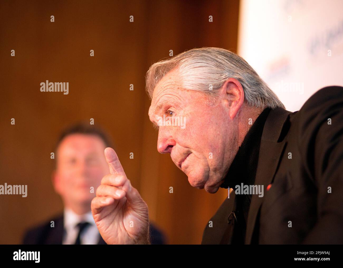 World Champion Golfer Gary Player with David Tanner in the background Stock Photo