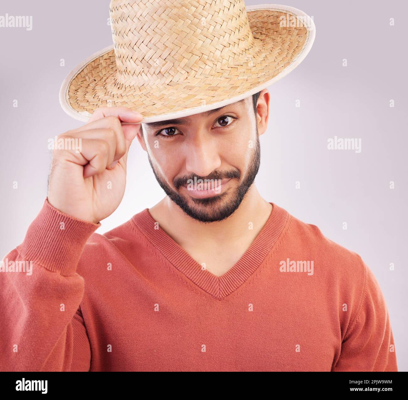 Happy, stylish and portrait of an Asian man with a hat isolated on a