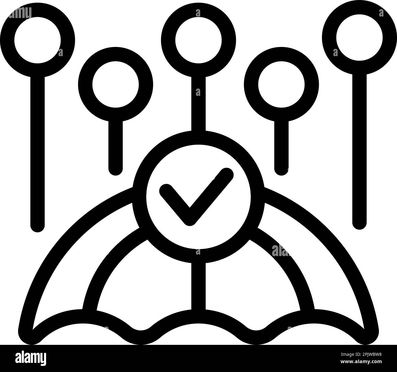 Digital umbrella protection icon outline vector security access cyber