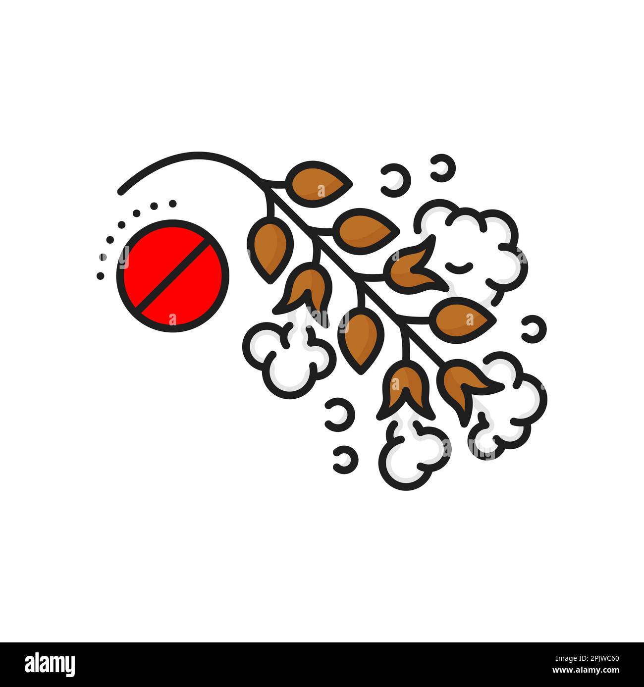 Cotton allergy color line icon. Clothing fabric intolerance or 
