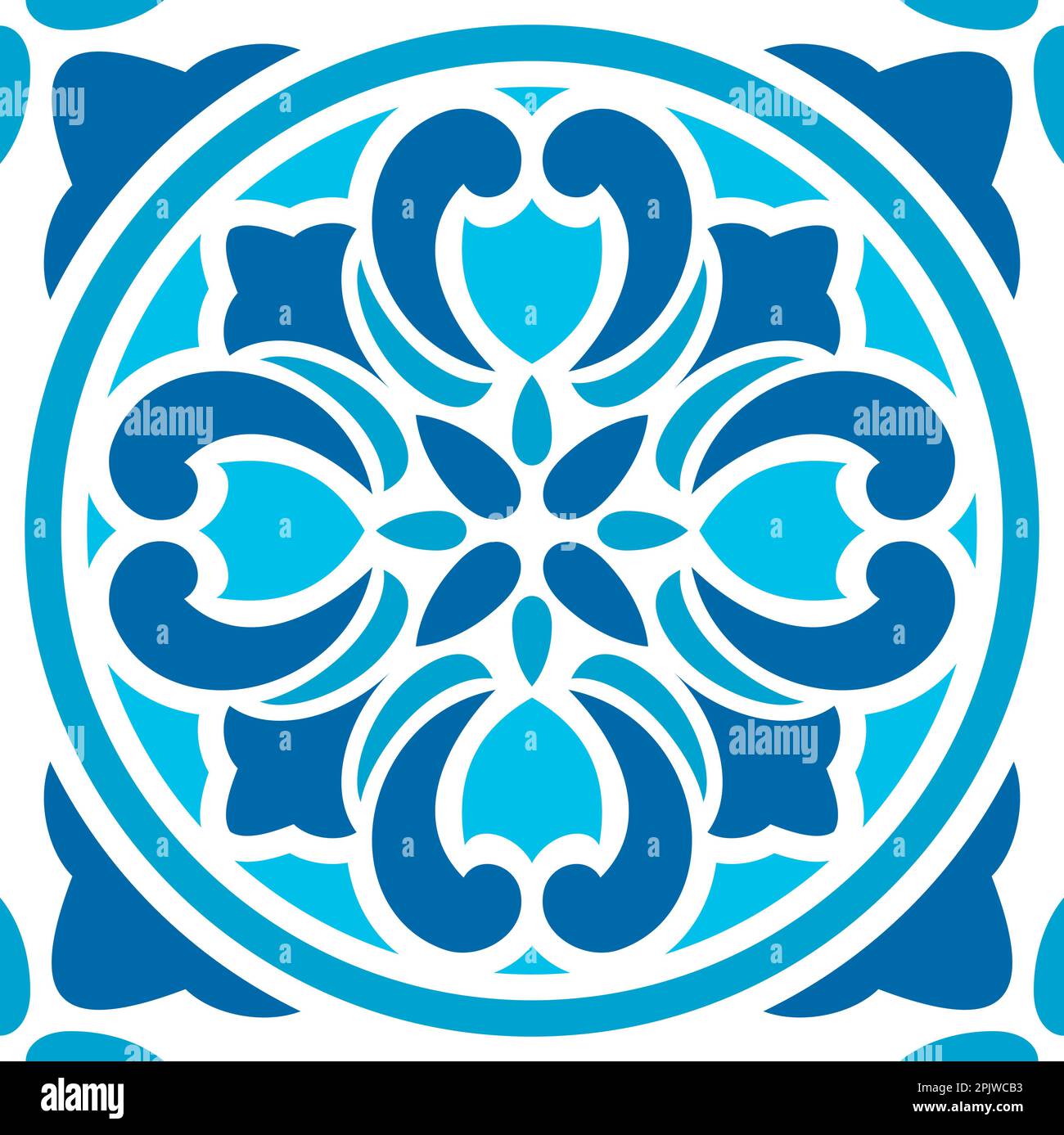 Talavera mosaic, damask ornament, azulejo floor tile abstract geometric