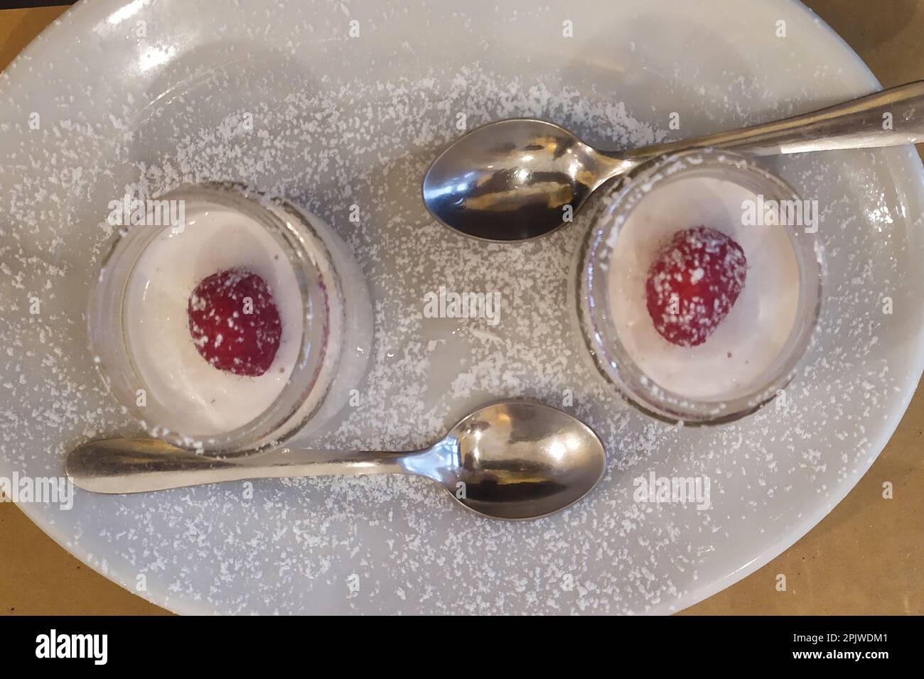 Food, Panna Cotta with Raspberries Stock Photo