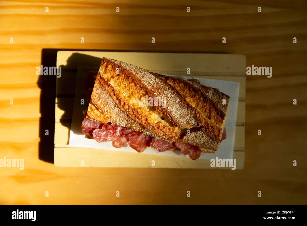 Fuet sandwich in a Spanish restaurant at breakfast time Stock Photo Alamy
