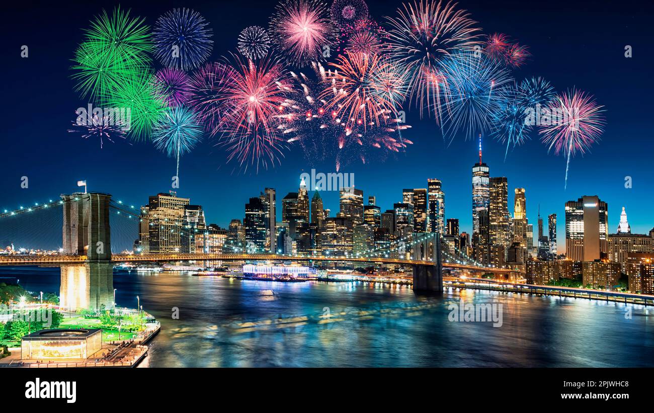 Fireworks in New York City Stock Photo Alamy