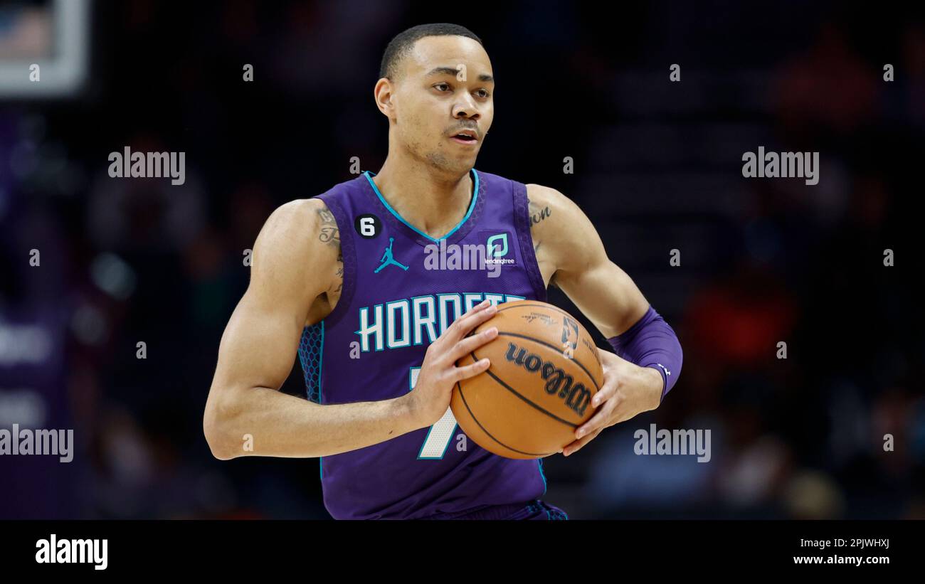 Bryce McGowens of Charlotte Hornets dribbles the ball during the game  News Photo - Getty Images