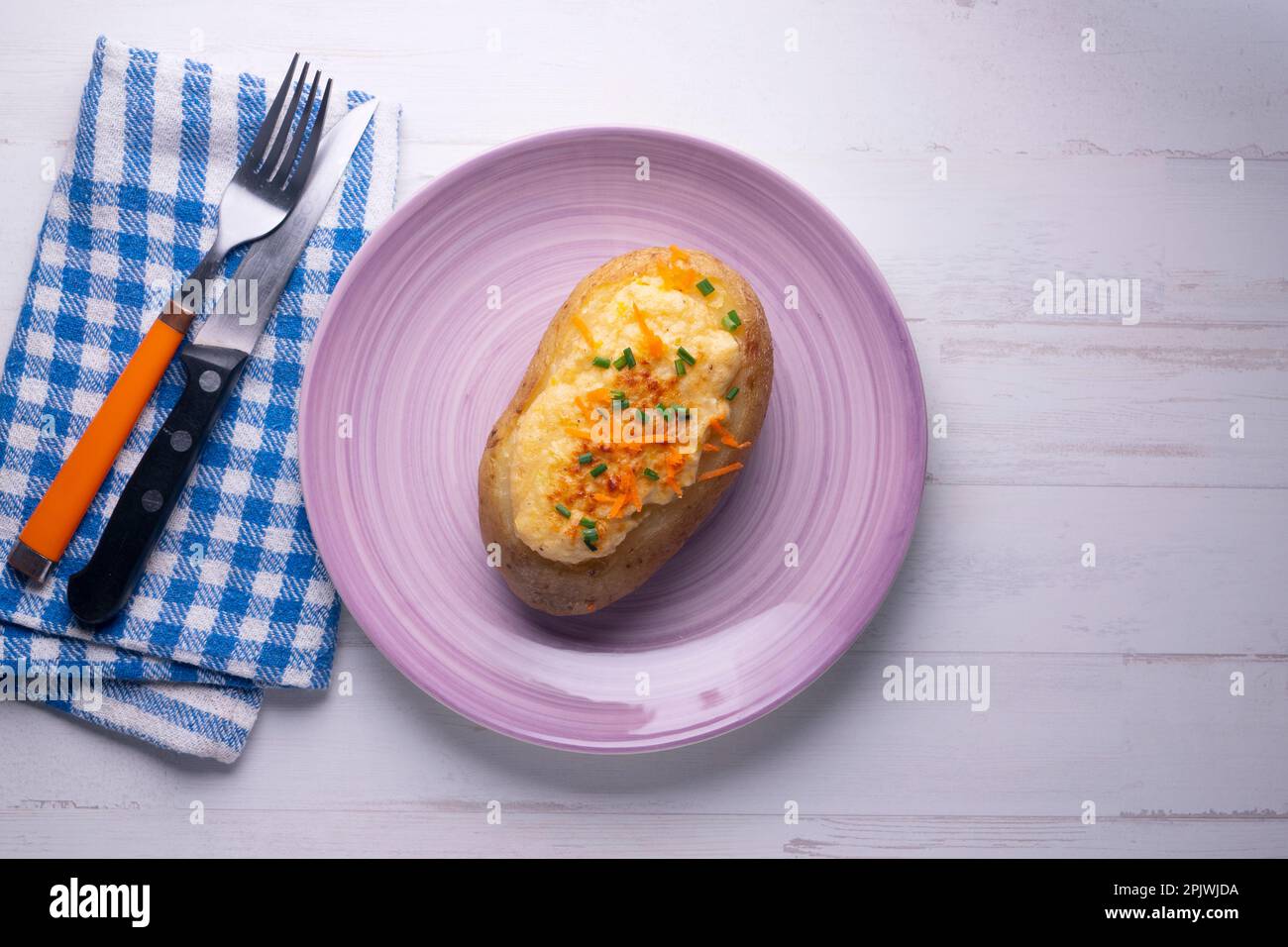 Baked potato souffle with gratin cheese Stock Photo Alamy