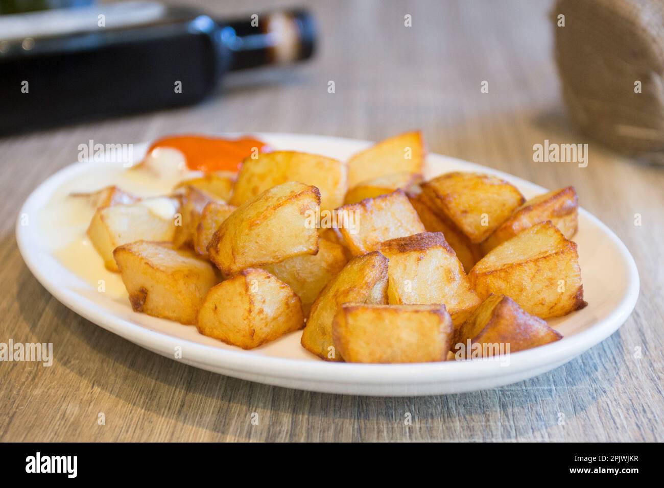 Papas bravas, are a typical preparation of bars in Spain consisting of