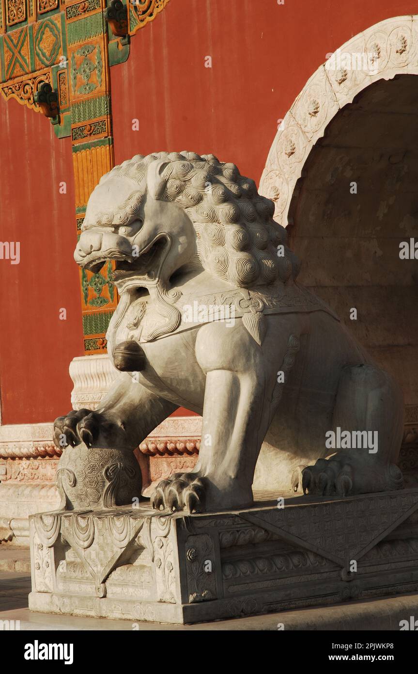 Fantastic lion statue at Beihai Park. Beijing; China Stock Photo