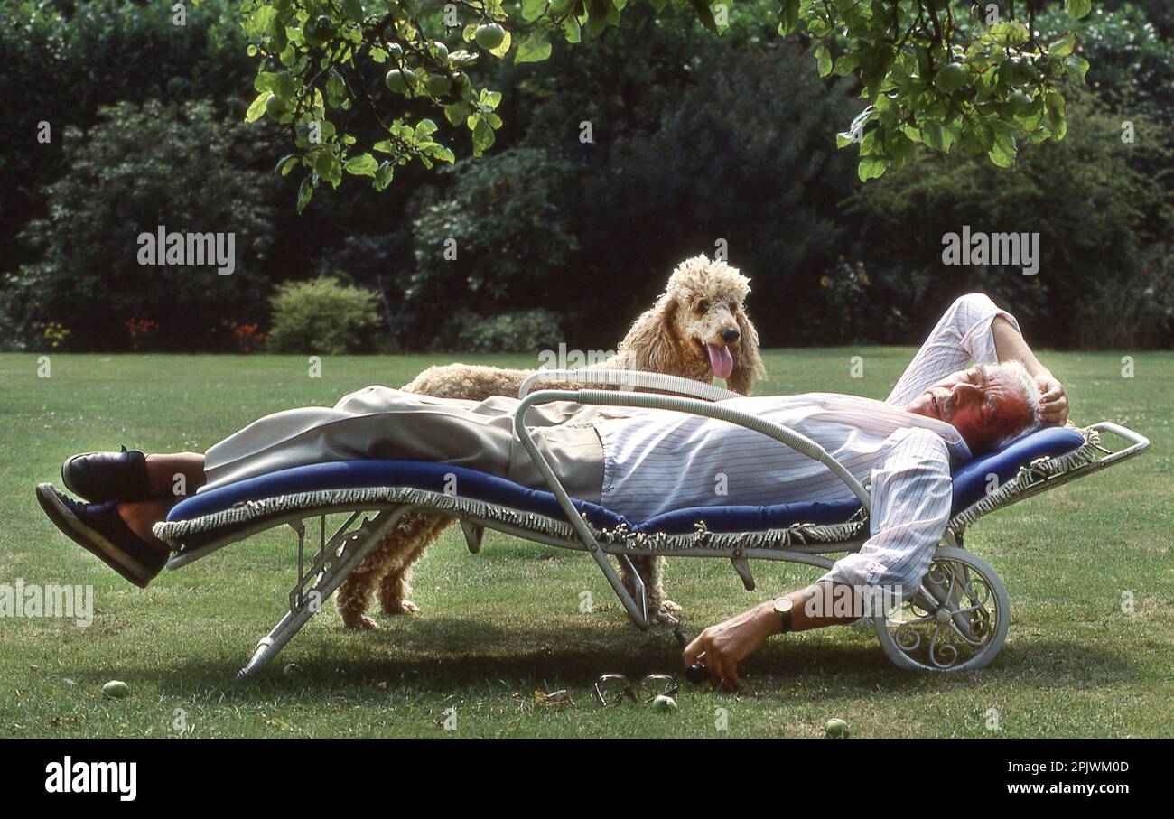 British Comedy Writer and TV personality Frank Muir at home in 1983