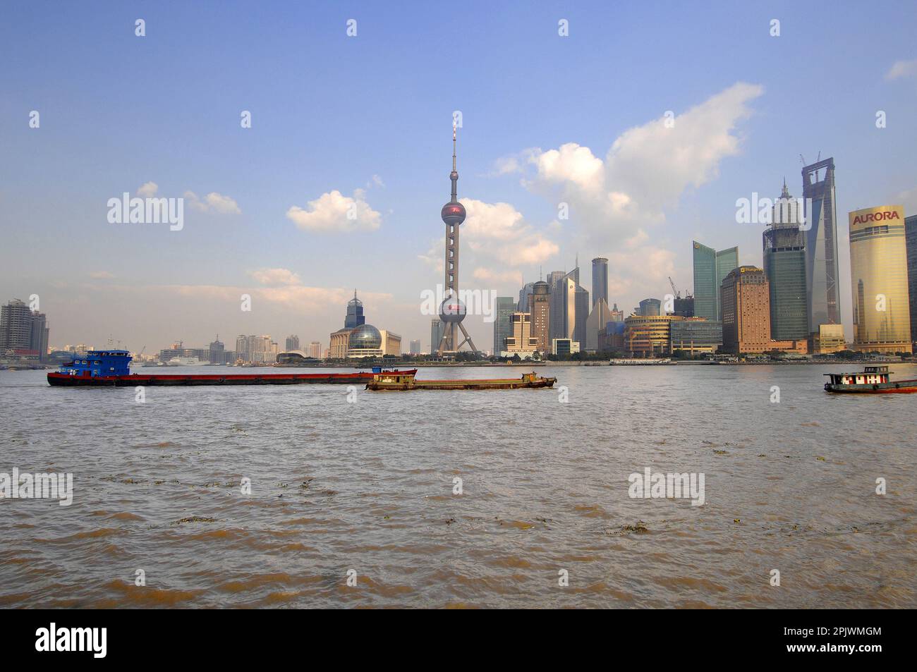The Pudong area seen from The Bund. Shanghai, China, Asia Stock Photo