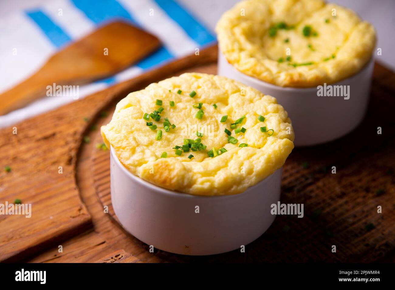 Baked potato souffle. Traditional English recipe Stock Photo Alamy