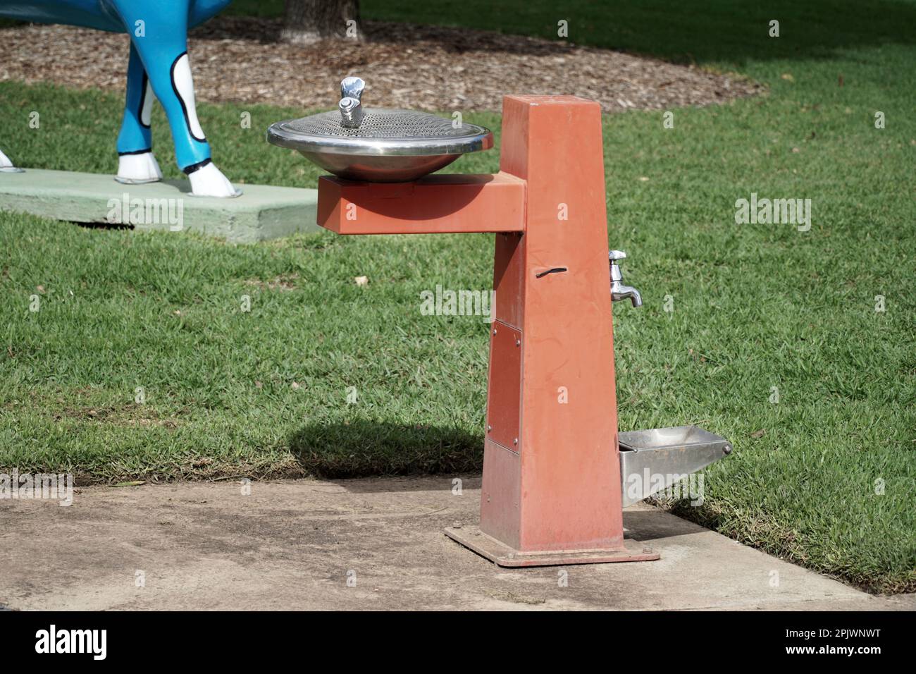 A public fresh water drinking fountain in a public park, also with a