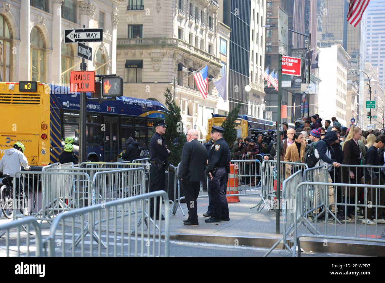 New York, USA. 3rd Apr, 2023. New York police officers are on duty ...