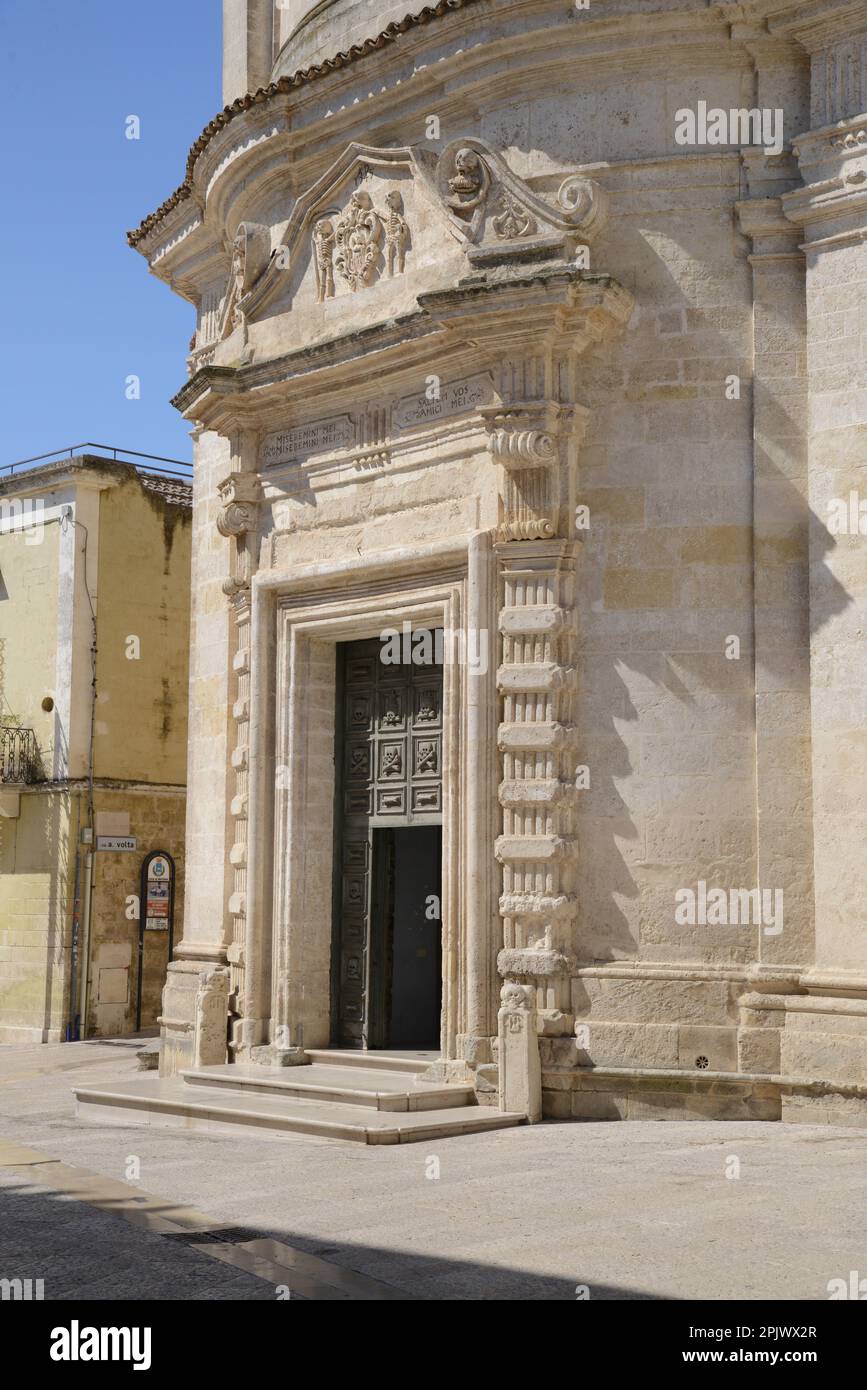 Chiesa del Purgatorio with carved stone skulls in a church in Matera ...