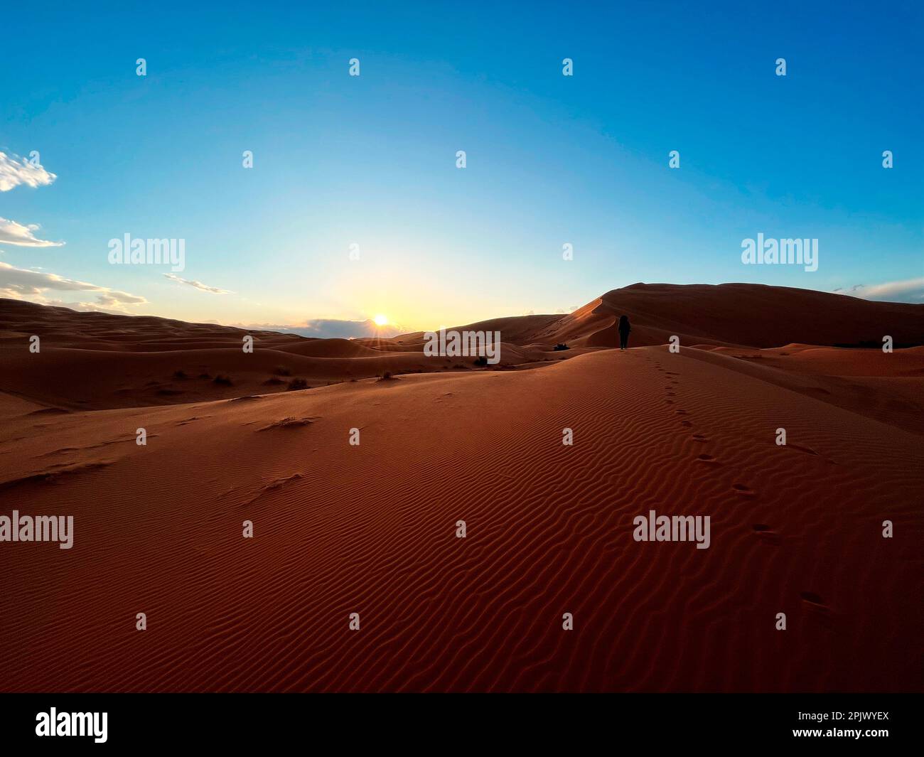 Dunes in the Sahara desert, Merzouga desert, grains of sand forming ...