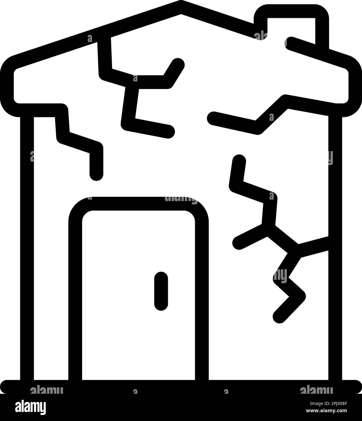 Destroyed house icon outline vector. Poverty house. Family help Stock Vector