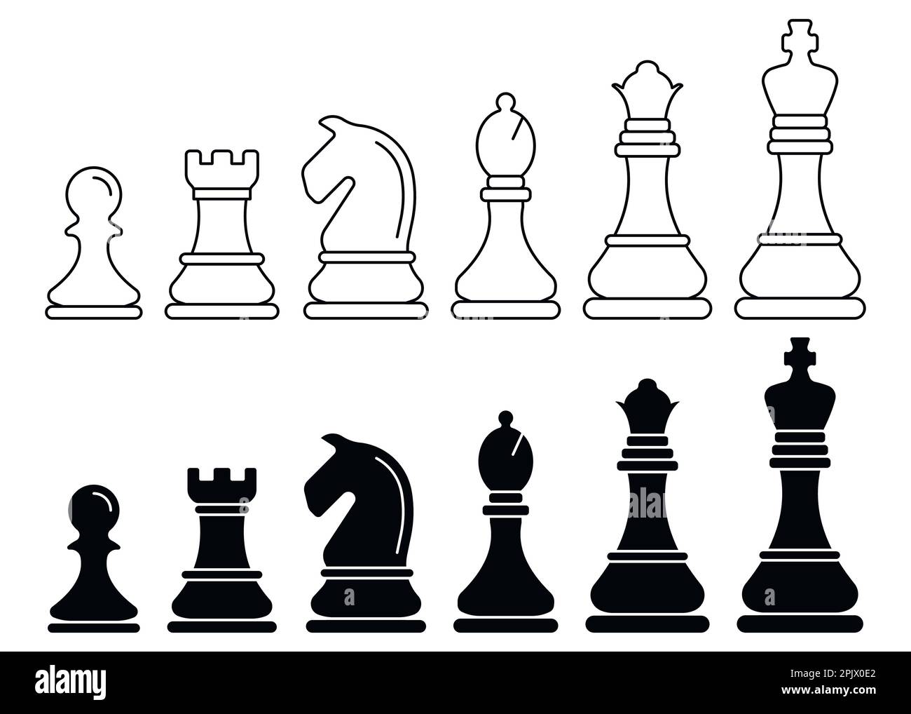 Chess pieces icon. Chess icons. King, queen, rook, knight, bishop, pawn. Vector illustration. Eps 10. Stock Vector