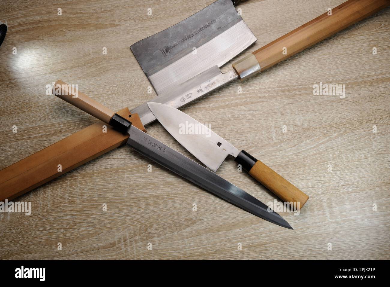 Tools, knives, blades for tuna processing Stock Photo Alamy